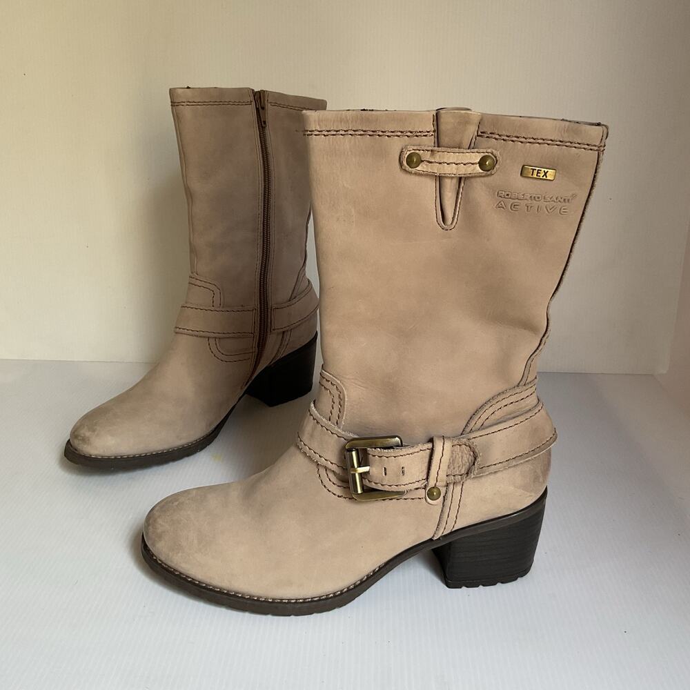 Roberto Santi Active TEX Mid-Calf Leather Boots Women's EU 38 Beige